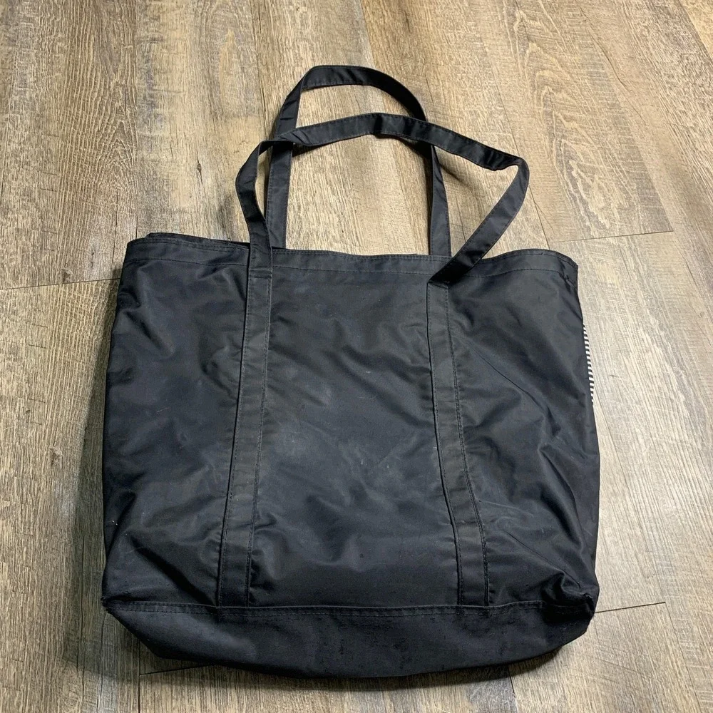 Walt Disney World Womens Tote Bag Black Striped Vinyl Travel Mickey Mouse